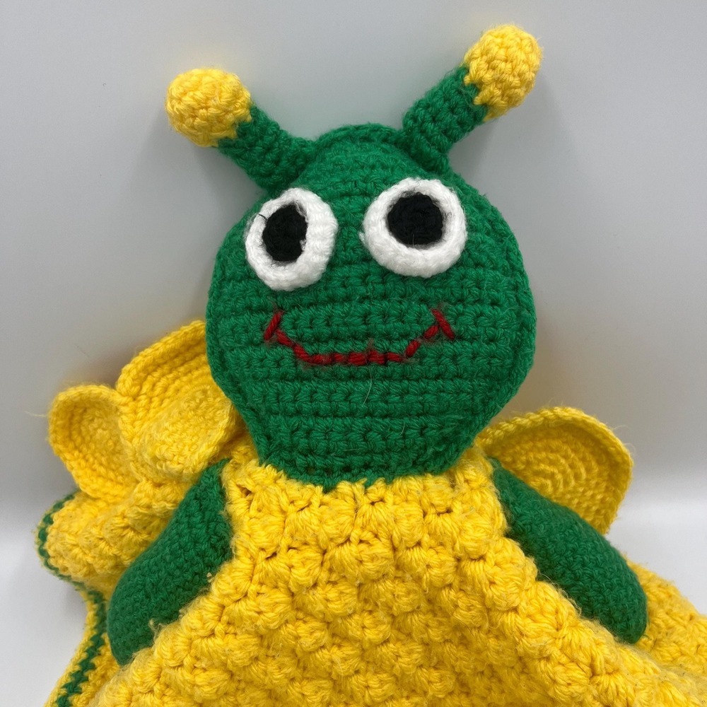 Handmade Vintage Butterfly Carerpillar Cute Face Lovey Baby Yellow Detailed